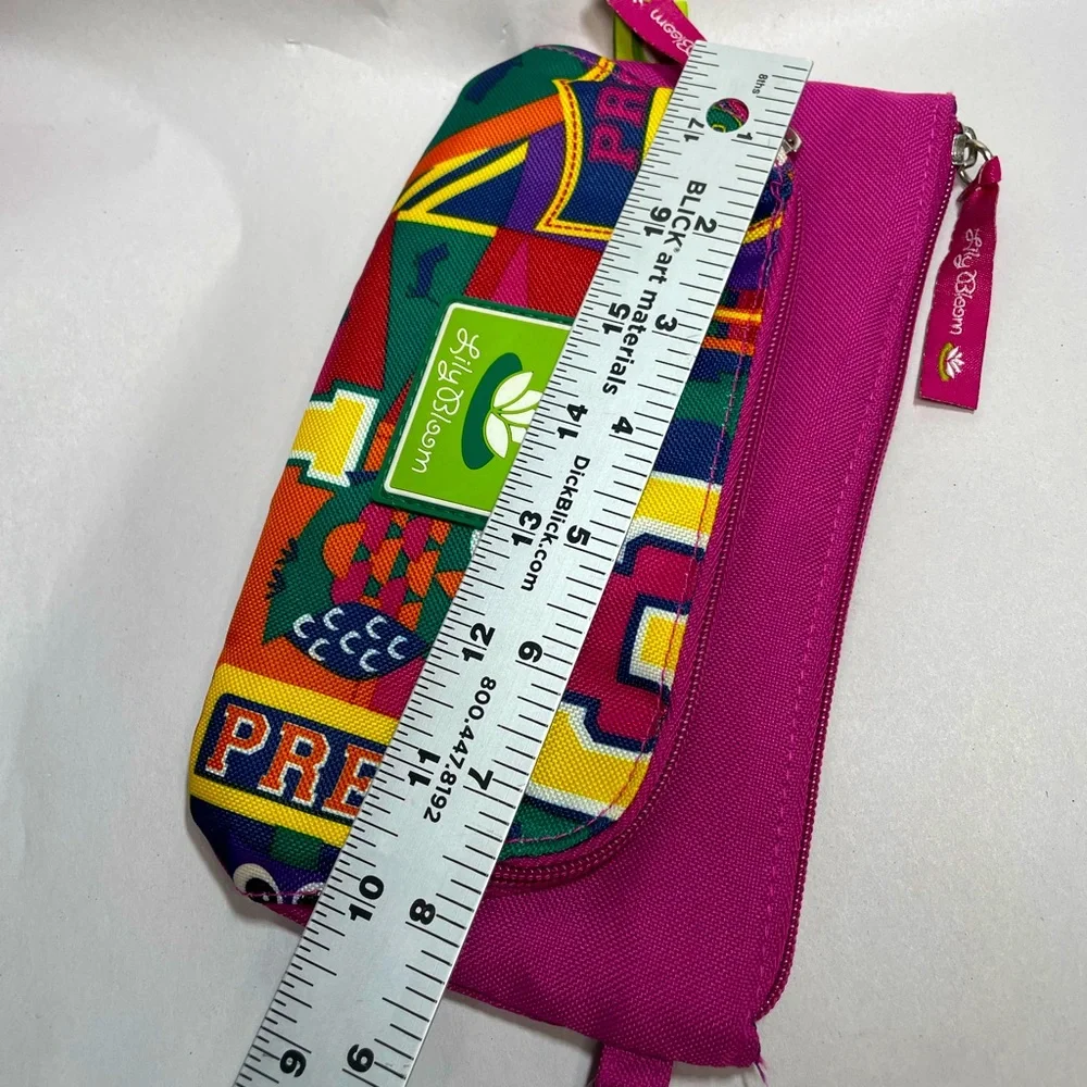 Lily Bloom magenta school Prep owl graphic fabric wristlet wallet